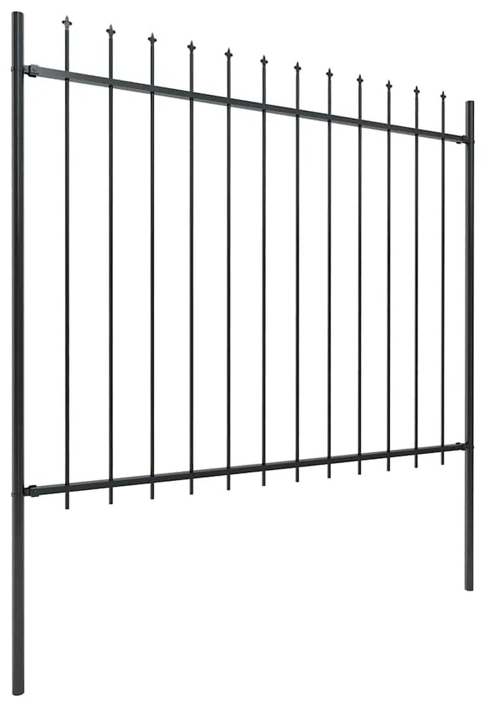 vidaXL Φράχτης Κήπου με Κορυφή Δόρυ Μαύρος Ατσάλινος 1248 x 150 εκ.
