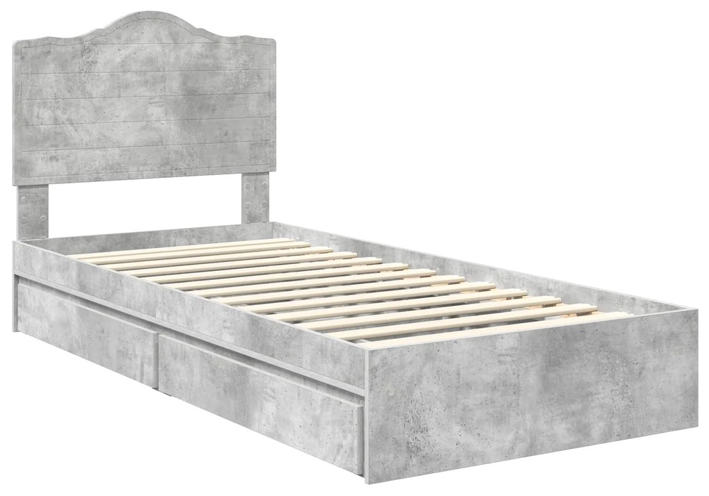 vidaXL Κρεβάτι Αποθήκης Σκυρόδεμα Γκρι 100 x 200 cm Επεξεργασμένο ξύλο