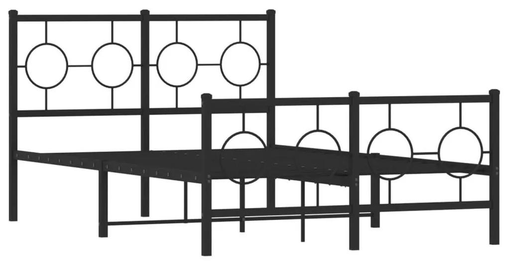 Πλαίσιο Κρεβατιού με Κεφαλάρι&amp;Ποδαρικό Μαύρο 120x190εκ. Μέταλλο - Μαύρο
