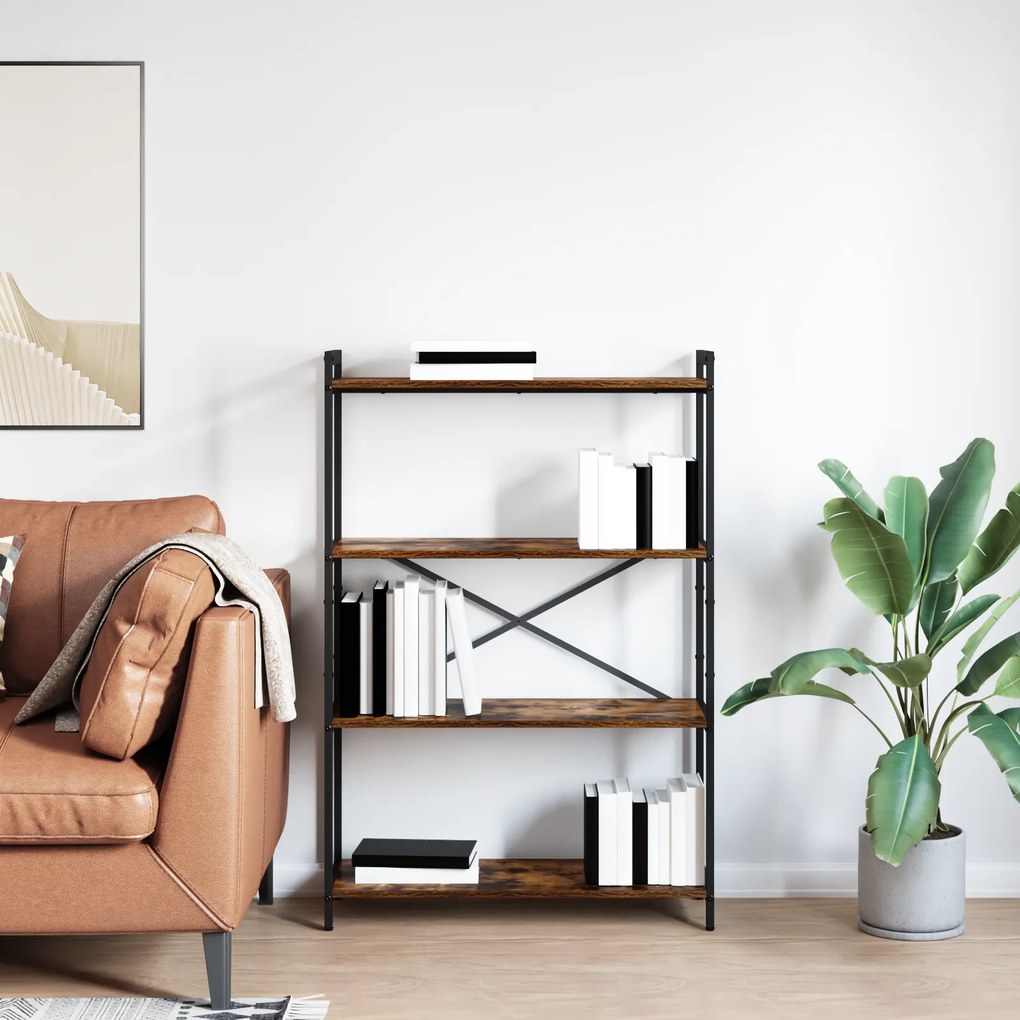vidaXL Βιβλιοθήκη Καπνιστή δρυς 80 x 30 x 118 εκ Ξύλο