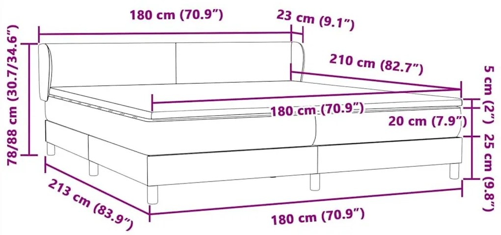 Box Spring Κρεβάτι με στρώματα Σκούρο πράσινο Βελούδινο - Πράσινο