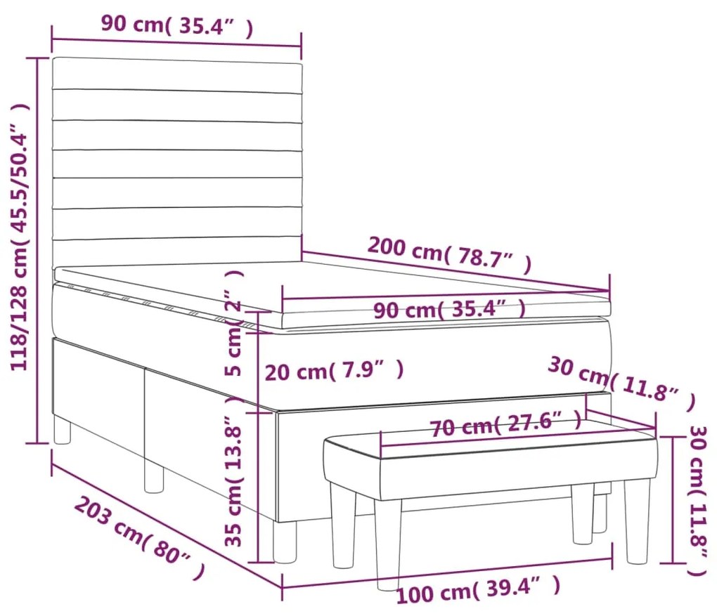 ΚΡΕΒΑΤΙ BOXSPRING ΜΕ ΣΤΡΩΜΑ TAUPE 90X200 ΕΚ. ΥΦΑΣΜΑΤΙΝΟ 3136649