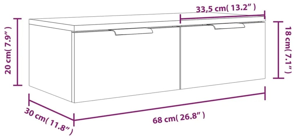 ΝΤΟΥΛΑΠΙΑ ΤΟΙΧΟΥ 2 ΤΕΜ. ΓΚΡΙ SONOMA 68 X 30 X 20 ΕΚ. ΕΠ. ΞΥΛΟ 3115898