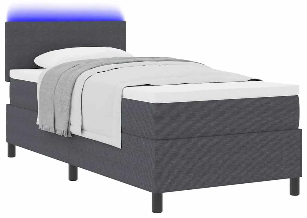 vidaXL Κρεβάτι με ελατήρια Σκούρο Γκρι 203 x 90 x 88 εκ Βελούδο