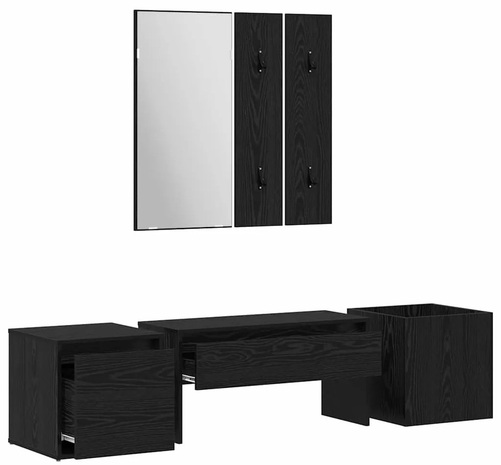 vidaXL Σετ επίπλων χωλ με συρτάρι 4 pcs Μαύρη δρυς 80 x 31 x 40 εκ