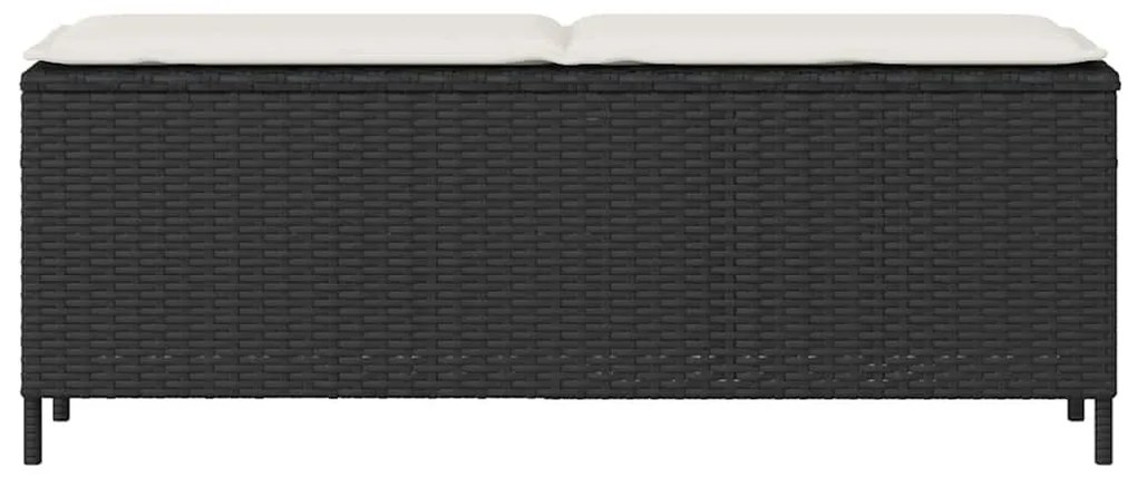 Πάγκος κήπου με μαξιλάρι Μαύρο 110x30x40,5 cm Poly Rattan - Μαύρο