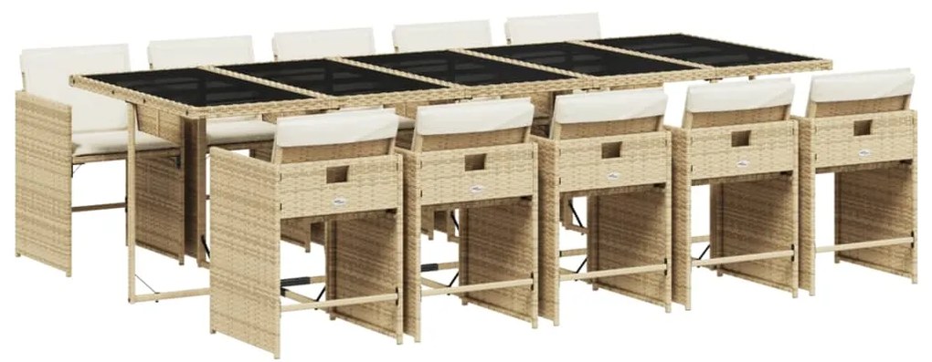 vidaXL Σετ Τραπεζαρίας Κήπου 11 τεμ. Μπεζ Συνθετικό Ρατάν με Μαξιλάρια