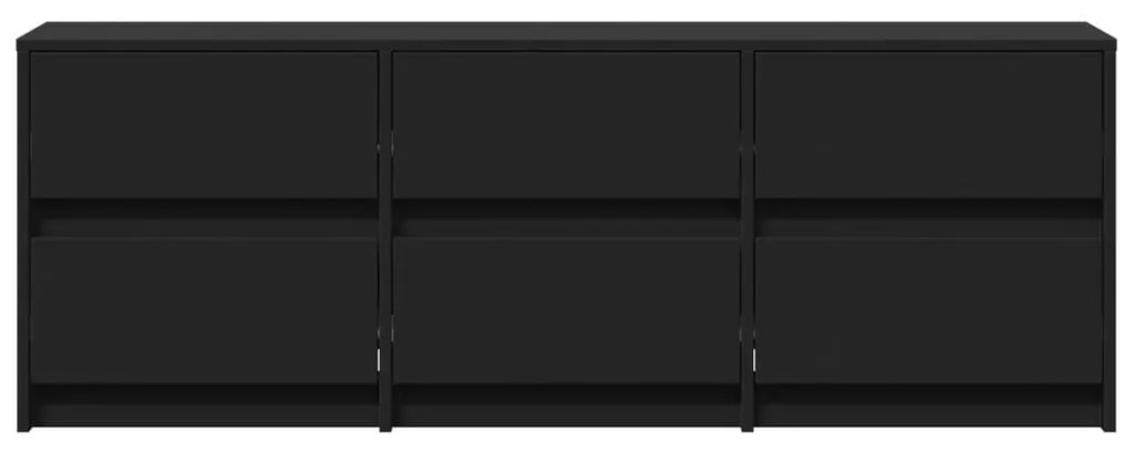 Έπιπλο Τηλεόρασης με LED Μαύρο 140x34x50 εκ. από Επεξ. Ξύλο - Μαύρο