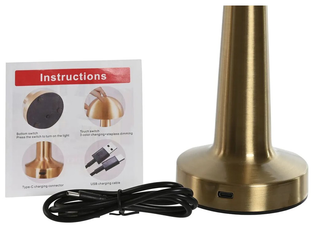 Επιτραπέζιο Φωτιστικό Home ESPRIT Χαλκός Χρυσό Ασημί 12 x 12 x 20 cm (3 Μονάδες)