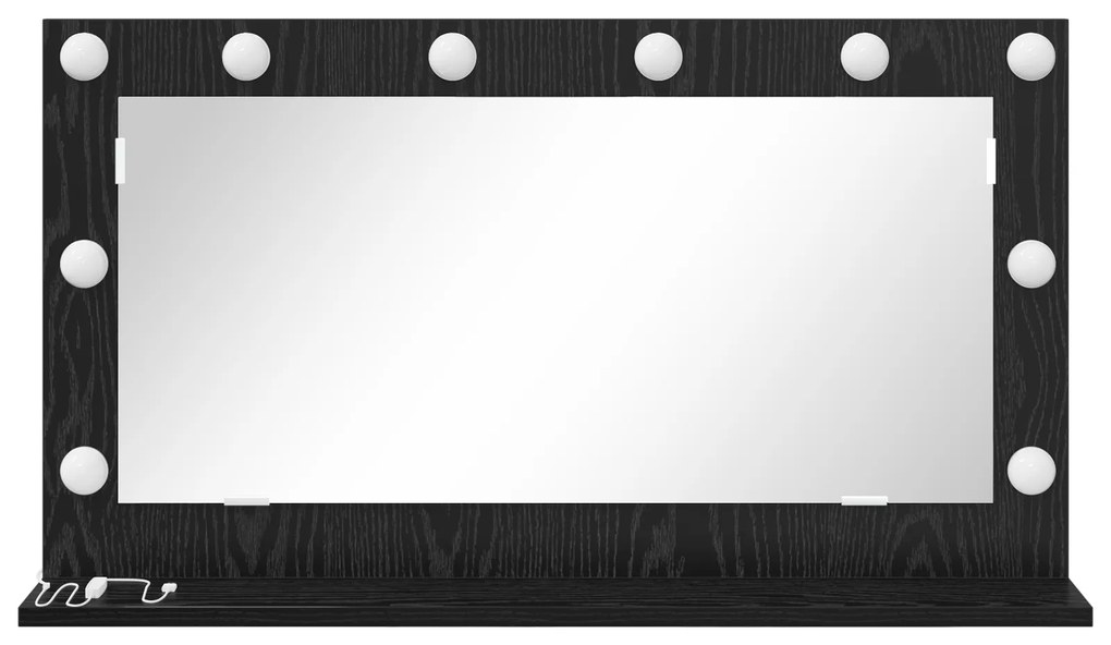 vidaXL Καθρέφτης Vanity με LED Φώτα Μαύρο Δρυς 80x45x18 εκ.