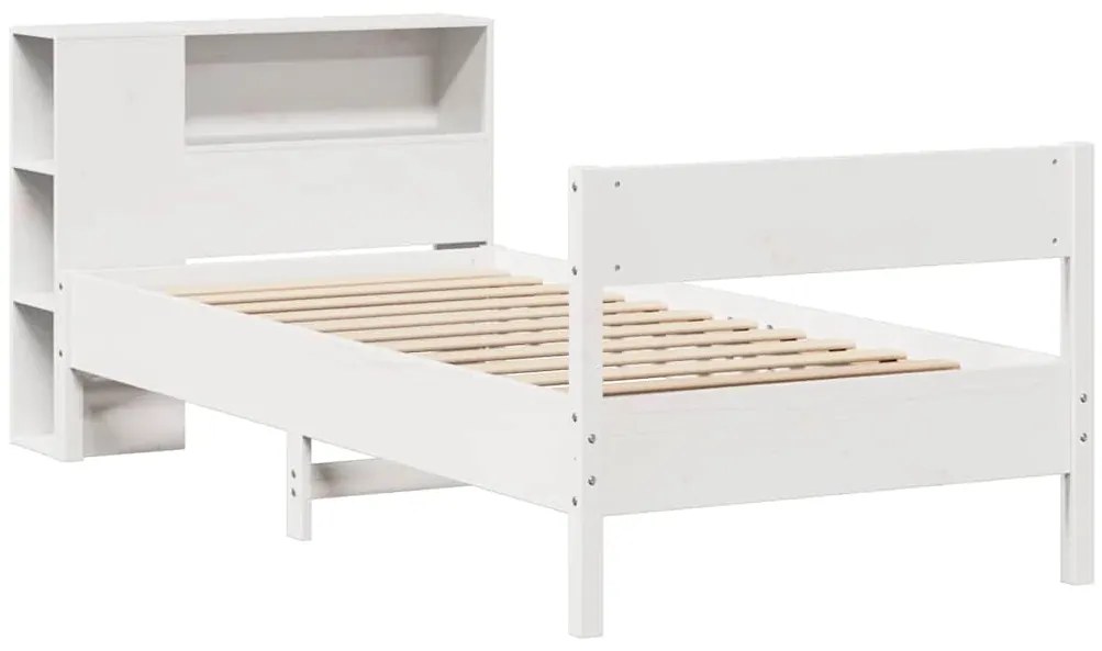 vidaXL Κρεβάτι Βιβλιοθήκη Χωρίς Στρώμα Λευκό 75x190 εκ Μασίφ Πεύκο