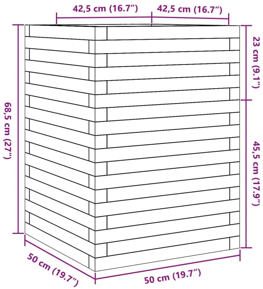 Ζαρντινιέρα Λευκή. 50x50x68,5 εκ από Μασίφ Ξύλο Πεύκου - Λευκό