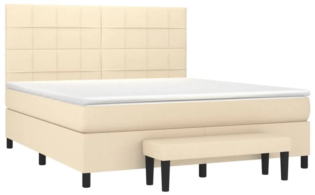 vidaXL Κρεβάτι Boxspring με Στρώμα Κρεμ 180x200 εκ. Υφασμάτινο