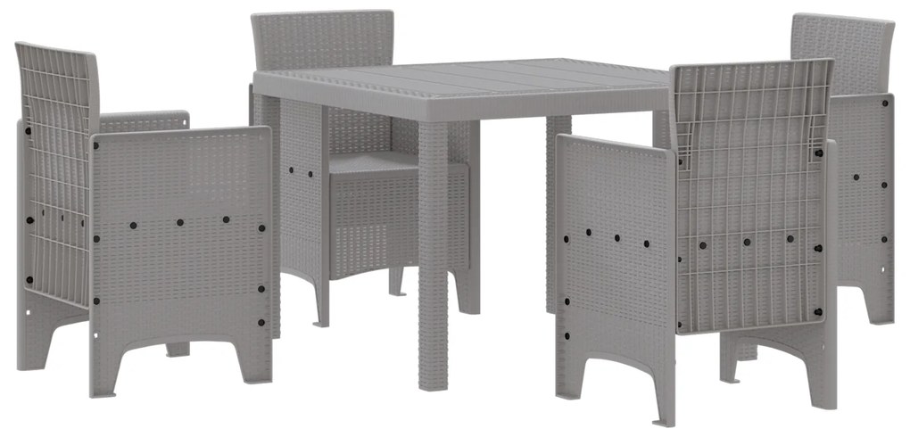 vidaXL Σέτ φαγητού για κήπο 5 pcs Ανοιχτό γκρι Rattan Polt