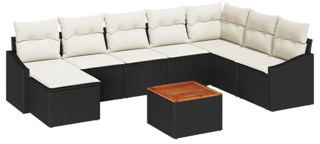 vidaXL Σαλονάκι Κήπου 9 pcs Μαύρος, λευκός 55 x 55 x 37 εκ