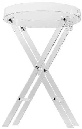 VEVOR Acrylic Folding Tray Table, Acrylic End Table with Folding X Leg, Clear Acrylic Side Table for Coffee, Drink, Food, Snack used in Living Room, Bedroom, and Study