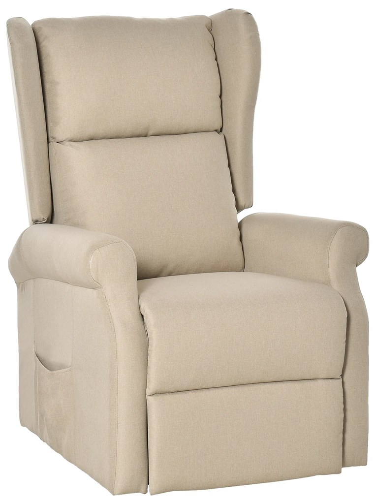 HOMCOM Ηλεκτρική πολυθρόνα ανάκλισης με λειτουργία ανύψωσης, πολυθρόνα για ηλικιωμένους με βοήθεια ανύψωσης, έως 200 κιλά, 72,5x94x109cm, Κρεμ