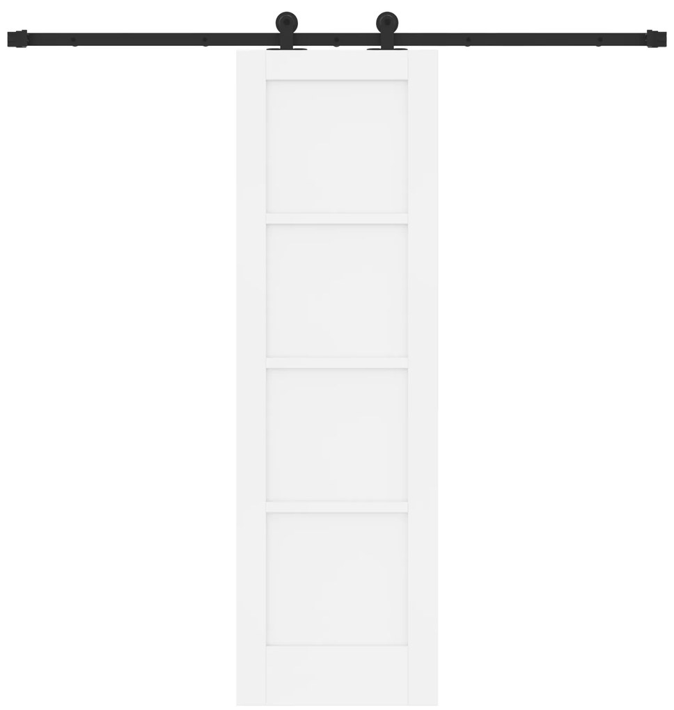 vidaXL Συρόμενη Πόρτα με Σετ Χερούλια Λευκή 61x198.5 εκ Συμπαγές Ξύλο Πεύκου