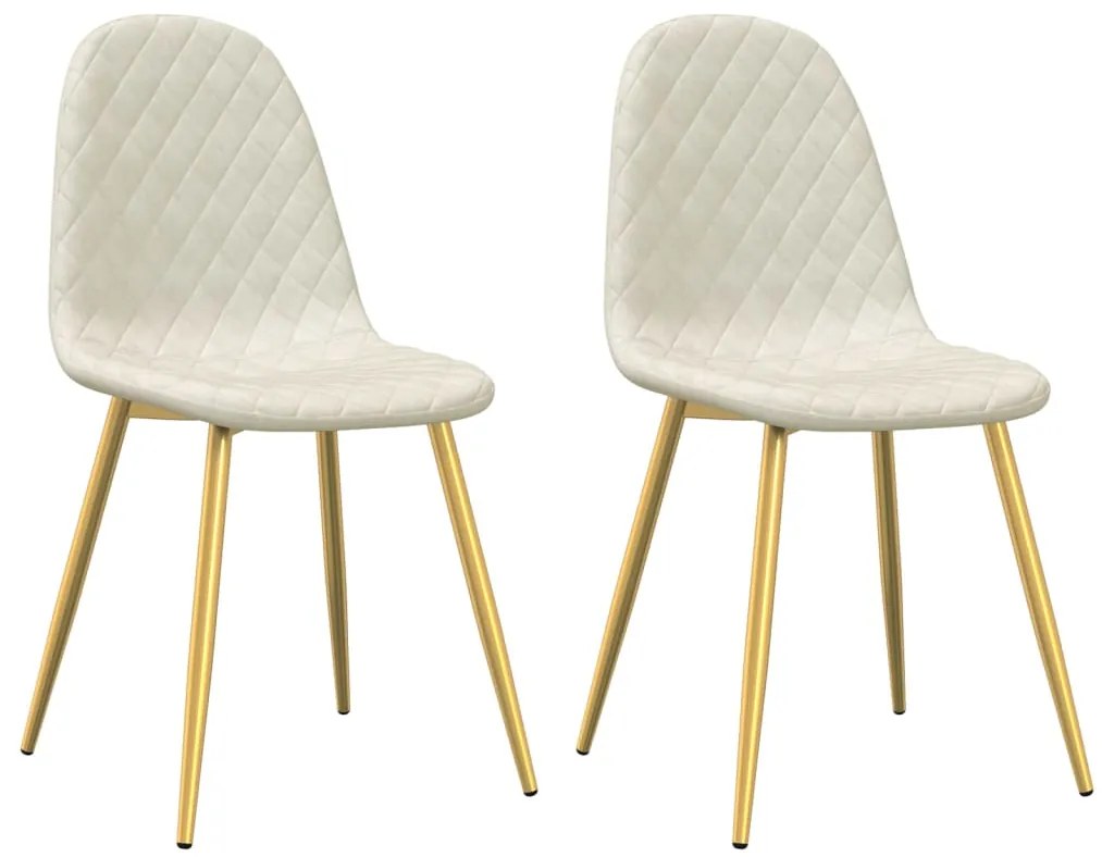 vidaXL Καρέκλες Τραπεζαρίας 2 τεμ. Κρεμ Λευκό Βελούδινες