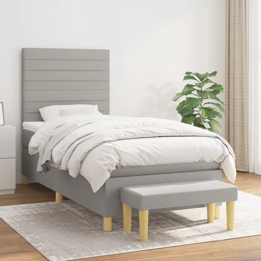 ΚΡΕΒΑΤΙ BOXSPRING ΜΕ ΣΤΡΩΜΑ ΑΝΟΙΧΤΟ ΓΚΡΙ 90X200 ΕΚ. ΥΦΑΣΜΑΤΙΝΟ 3137205