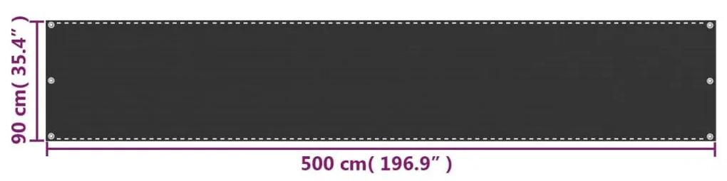 Διαχωριστικό Βεράντας Ανθρακί 90 x 500 εκ. από HDPE - Ανθρακί