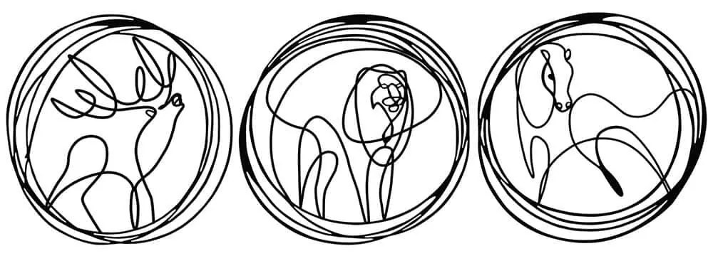 Διακοσμητικό Τοίχου Deer Lion Horse (Σετ 3Τμχ) 279ENZ1894 49x50/50x50cm Black Wallity Μέταλλο