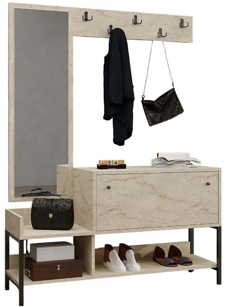 Έπιπλο Εισόδου Nonso 793ELG3910 120x35x70cm Travertine Beige Μοριοσανίδα, Μελαμίνη