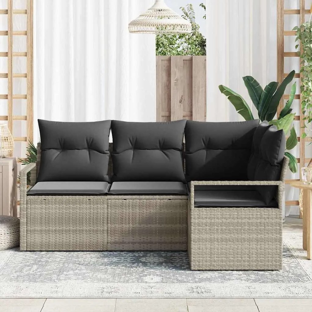 vidaXL Σετ Καναπέ Κήπου 4 pcs Ανοιχτό γκρι Πολυ ράταν