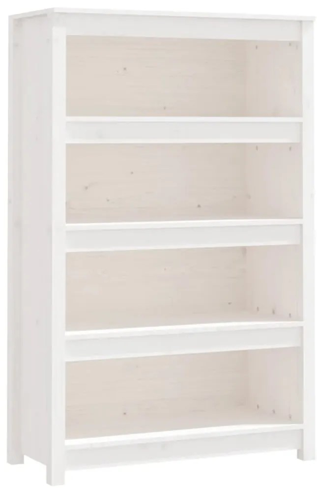 vidaXL Βιβλιοθήκη Λευκή 80x35x126 εκ. από Μασίφ Ξύλο Πεύκου