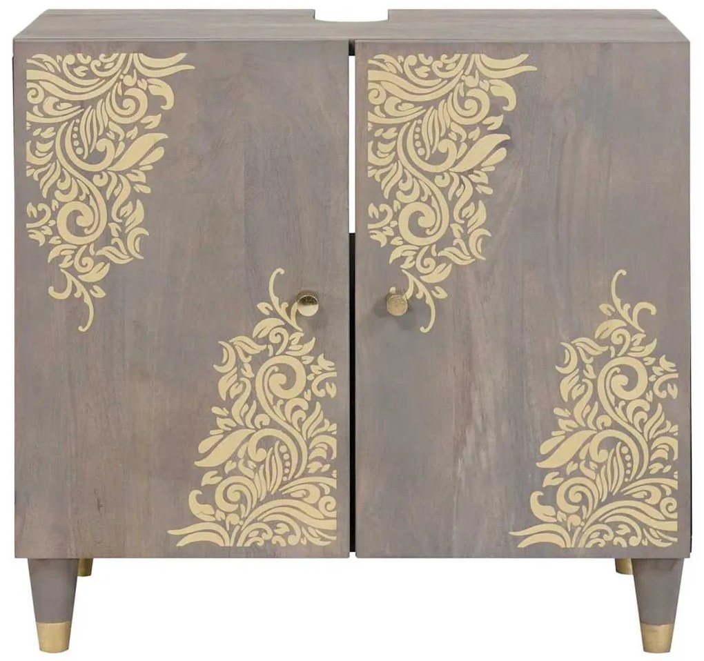 vidaXL Ντουλάπι νιπτήρα Γκρι 62 x 33 x 58 εκ. Στερεό ξύλο μάνγκο