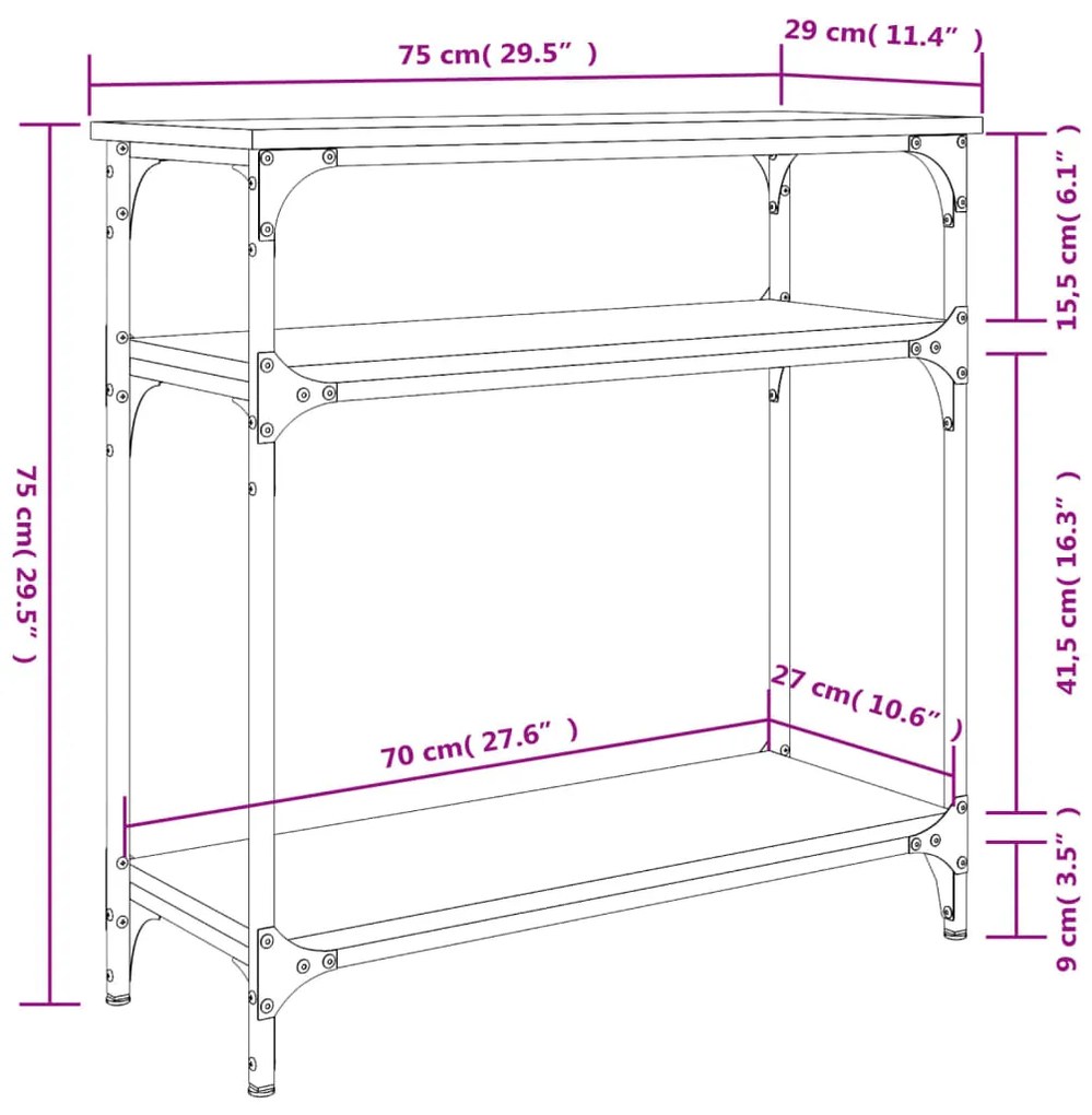 ΤΡΑΠΕΖΙ ΚΟΝΣΟΛΑ ΓΚΡΙ SONOMA 75X29X75 ΕΚ. ΕΠΕΞΕΡΓΑΣΜΕΝΟ ΞΥΛΟ 834043