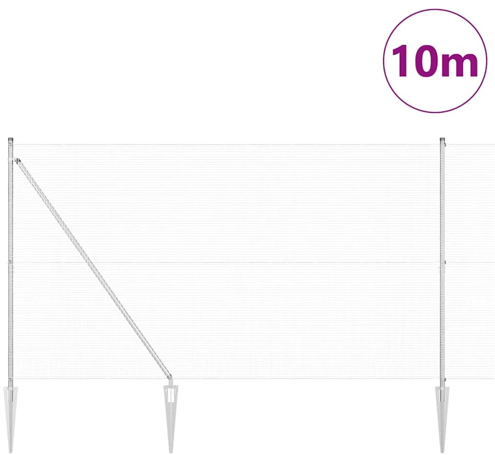 vidaXL Φράχτης με Στήλες. Ασημί 1.6 x 10 m Ατσάλι
