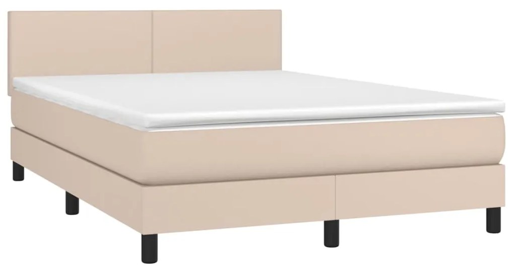 Κρεβάτι Boxspring με Στρώμα Καπουτσίνο 140x200εκ.από Συνθ.Δέρμα - Καφέ