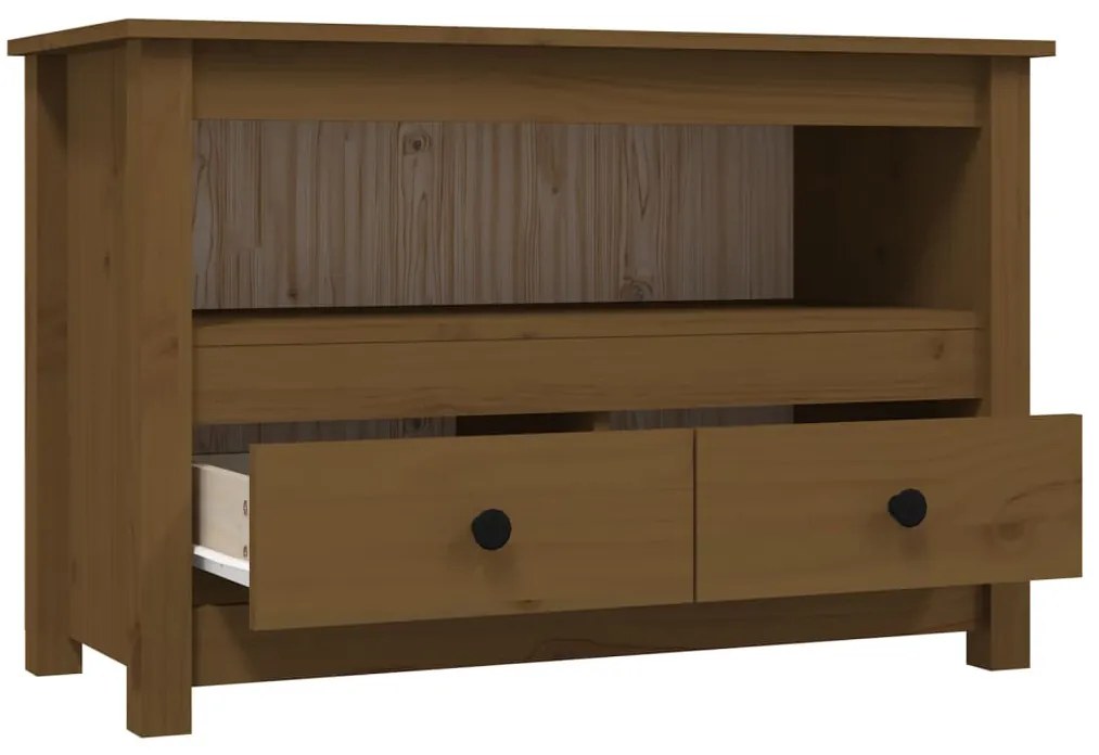 vidaXL Έπιπλο Τηλεόρασης Μελί Καφέ 79x35x52 εκ. από Μασίφ Ξύλο Πεύκου