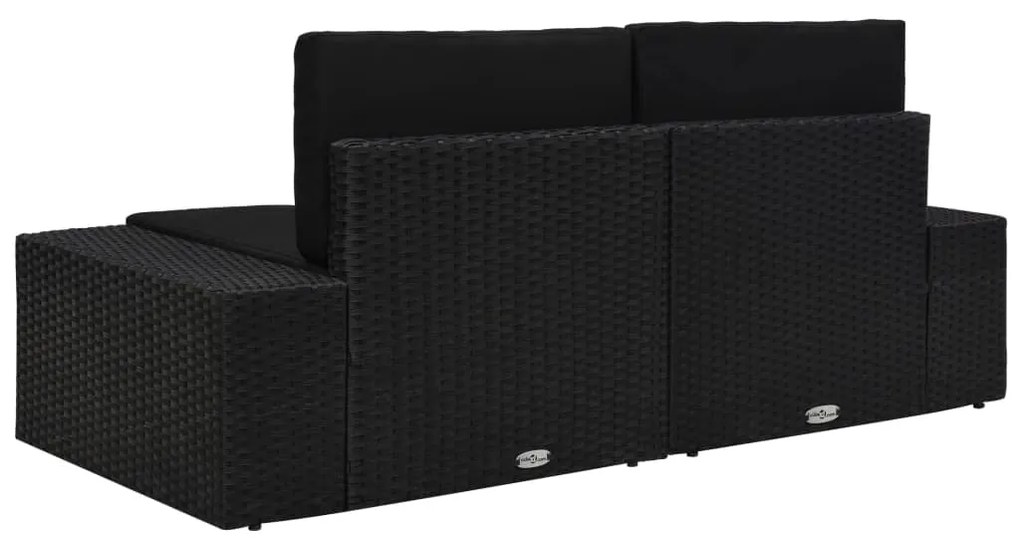 vidaXL Καναπές Αρθρωτός Διθέσιος Μαύρος από Συνθετικό Ρατάν