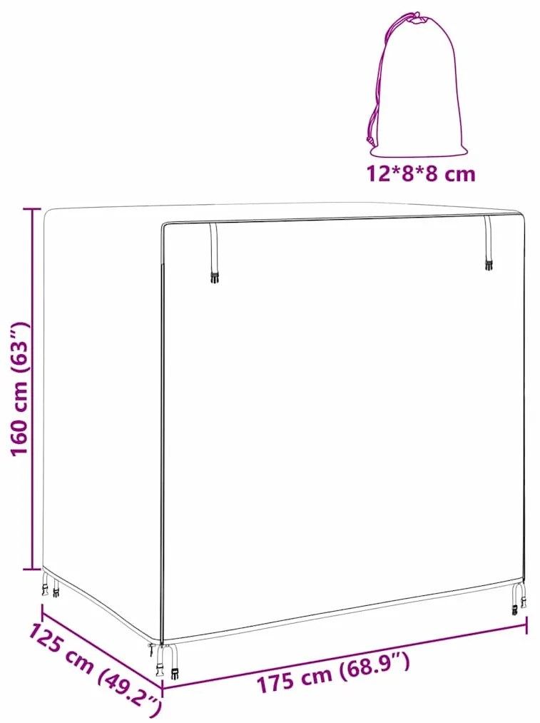 vidaXL Κάλυμμα Επίπλων Εξωτερικού Χώρου 175 x 125 x 160 εκ Ύφασμα 210D