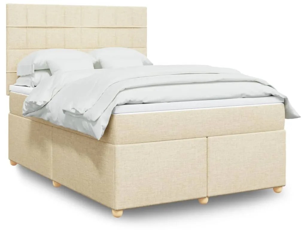 ΚΡΕΒΑΤΙ BOXSPRING ΜΕ ΣΤΡΩΜΑ ΚΡΕΜ 140X190 ΕΚ. ΥΦΑΣΜΑΤΙΝΟ 3291280