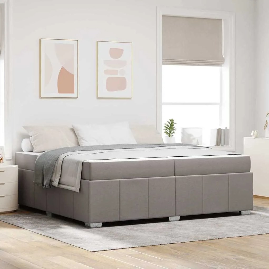 vidaXL Σκελετός Κρεβατιού με στρώμα Taupe 200 x 200 cm ύφασμα