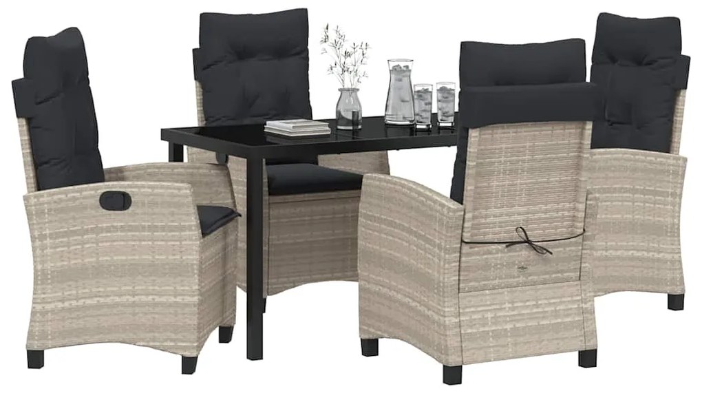 vidaXL Σέτ φαγητού για κήπο 5 pcs Ανοιχτό γκρι συνθετικό ρατάν