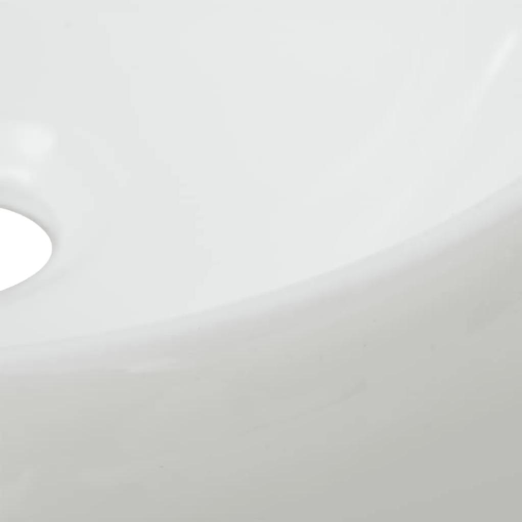 vidaXL Νιπτήρας Στρογγυλός Λευκός Κεραμικός με Αναμεικτική Μπαταρία