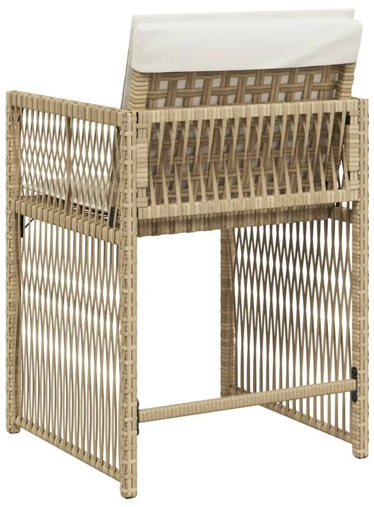 vidaXL Καρέκλες Κήπου 4 τεμ. Μπεζ Συνθετικό Ρατάν με Μαξιλάρια