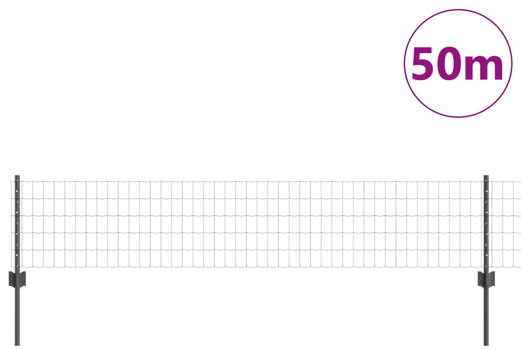 vidaXL Ευρωπαϊκός Φράκτης με 22 Στυλίσκους Γκρι 0,4x50 μ Ατσάλι