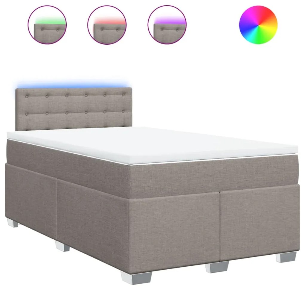 Κρεβάτι Boxspring με Στρώμα Taupe 120x190 εκ. Υφασμάτινο - Μπεζ-Γκρι