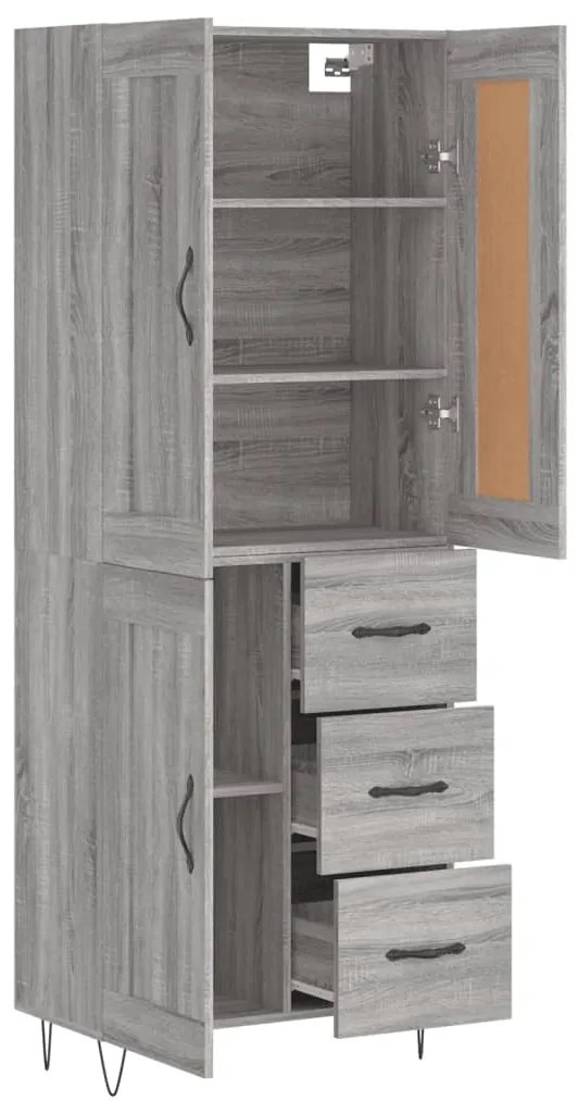 vidaXL Ντουλάπι Γκρι Sonoma 69,5 x 34 x 180 εκ. Επεξεργασμένο Ξύλο
