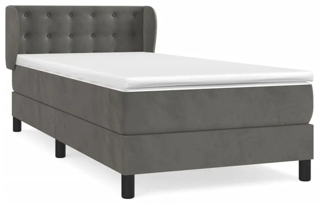 vidaXL Κρεβάτι Boxspring με Στρώμα Σκούρο Γκρι 80x200 εκ. Βελούδινο