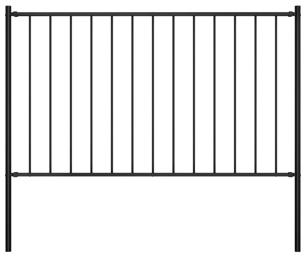 vidaXL Πάνελ Περίφραξης Μαύρο 1,7x1,25 μ. Ατσάλι Ηλεκτρ. Βαφή + Στύλοι