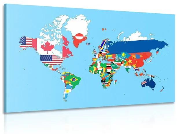 Εικόνα παγκόσμιο χάρτη με σημαίες - 120x80