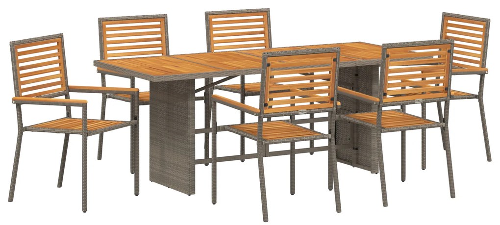 vidaXL Σέτ φαγητού για κήπο 7 pcs Γκρι 190 x 80 x 75 εκ.