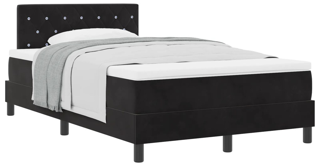 vidaXL Κρεβάτι Box Spring  με Στρώμα Μαύρο 120x200 εκ. Βελούδο