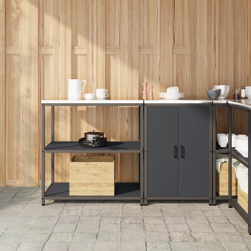 vidaXL Σετ Αποθήκευσης Κουζίνας 2 pcs Ανθρακί 150 x 50 x 92 εκ.